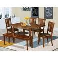 thumbnail image 2 of East West Furniture Picasso 6-piece Dining Set with Leather Chairs in Mahogany, 2 of 8