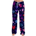 thumbnail image 5 of Valentine Sleep Pants for Women Heart Print Pajama Pants Soft Wide Leg Lounge Wear Comfortable Pajama Bottoms with Drawstring Dark Purple S, 5 of 8