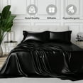 thumbnail image 7 of TURKIO Satin Sheets Queen Silk Sheets Black Bed Sheet Set,4 Pieces 1800 Microfiber 2 Pillowcase 20"x30", 7 of 7