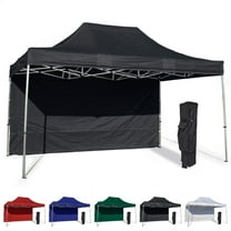 Black 10x15 Instant Canopy Tent and Side Wall - Commercial Grade Aluminum Frame with Water-Resistant Canopy Top and Sidewall - Bag and Stake Kit Included (5 Color Options)