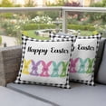 thumbnail image 2 of Outdoor Waterproof Pillow Covers Happy Easter Colorful Bunny Peeps Decorative Throw Pillow Protectors,Pillowcase Cushion Cases for Patio Sofa Garden Couch,16x16in,Pack of 2, 2 of 13