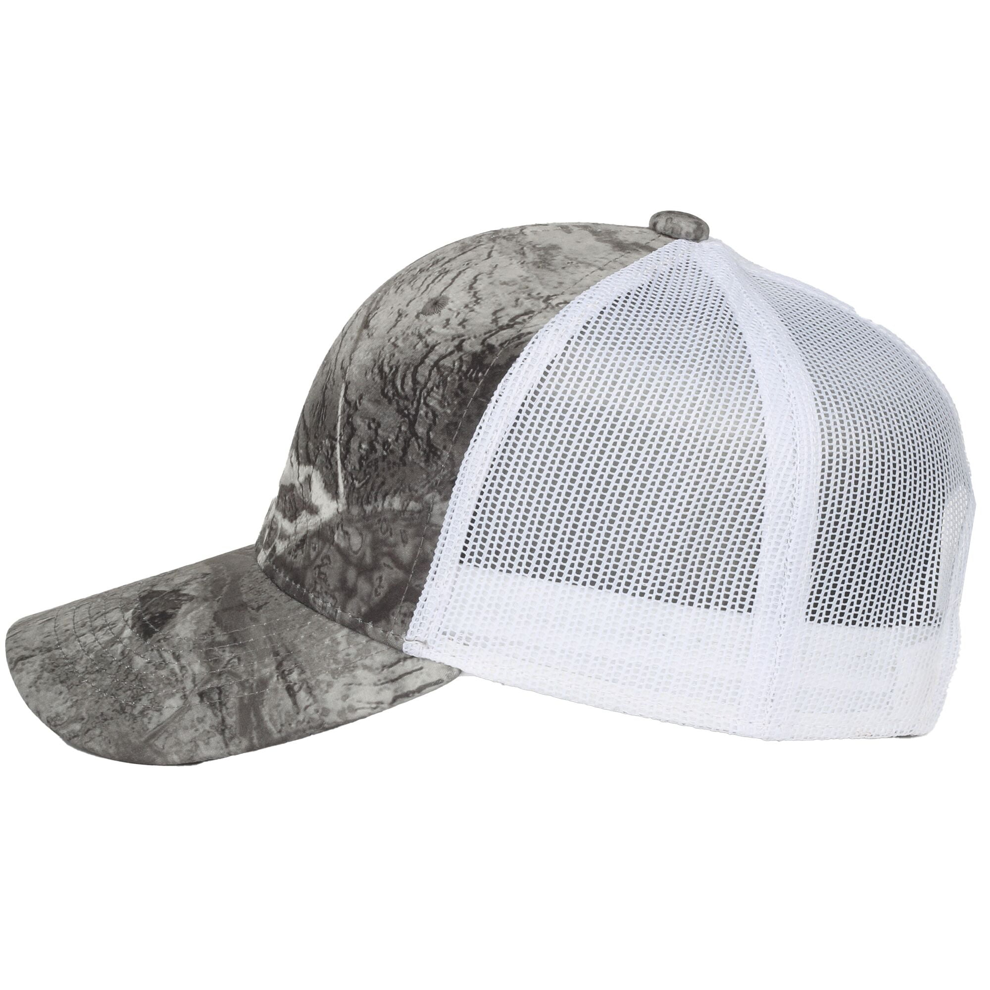 Realtree® Fishing WAV3 Grey Camo Trucker Hat – Structured Mid Profile Snapback, One Size