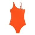 thumbnail image 3 of Miluxas Swimsuits for Women 2024 Clearance Women's One Piece Bathing Suits One Shoulder Swimsuits Slimming Mesh Swimwear Orange 6(M), 3 of 6
