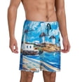 thumbnail image 2 of Sikiie Greek Island Windmills Painting Mens Pajama Shorts, Lounge Pant, Men's shorts，Sleep Pj Shorts for Men-X-Large, 2 of 6