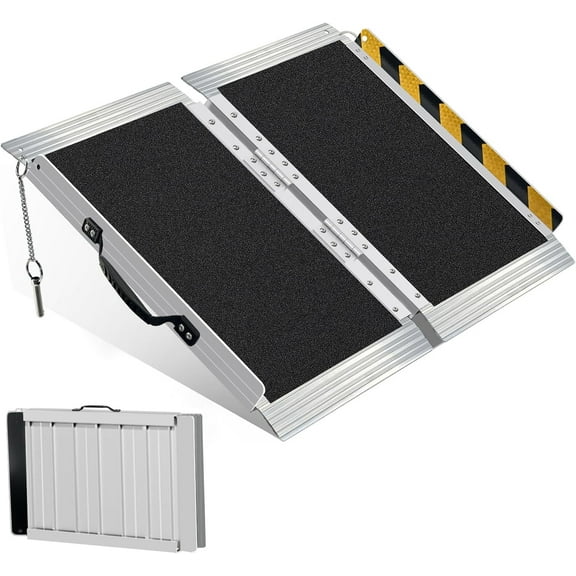 Heavy-Duty Curb Ramps,2FT Supports 660LBS, Folding Non-Slip Driveway Ramps for Wheelchairs, Cars, Scooters, Lawn Mowers