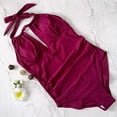 thumbnail image 4 of EastElegant Maternity Swimsuits One Piece V-Neck Pregnancy Swimwear Halter Maternity Bikini Wine Red Small, 4 of 7