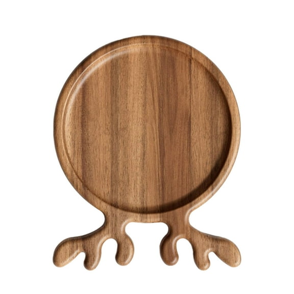 Christmas Wooden Appetizer Tray Deer Antler Shaped Serving Platter Round Serving Tray Charcuterie Board Dish Plate