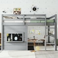 thumbnail image 4 of Harper & Bright Designs Full Size Loft Bed with Chalkboard and Built-in Bookshelf, Wood Loft Bed Frame with Ladder and Guardrails for Boys and Girls, Gray, 4 of 12