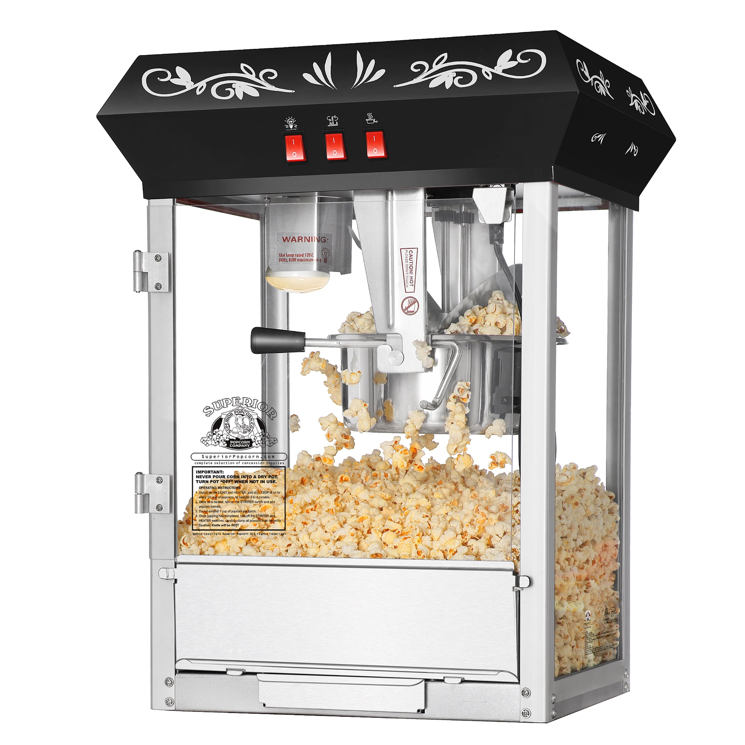 Popcorn Machine 4 oz Black Metropolitan art deco 