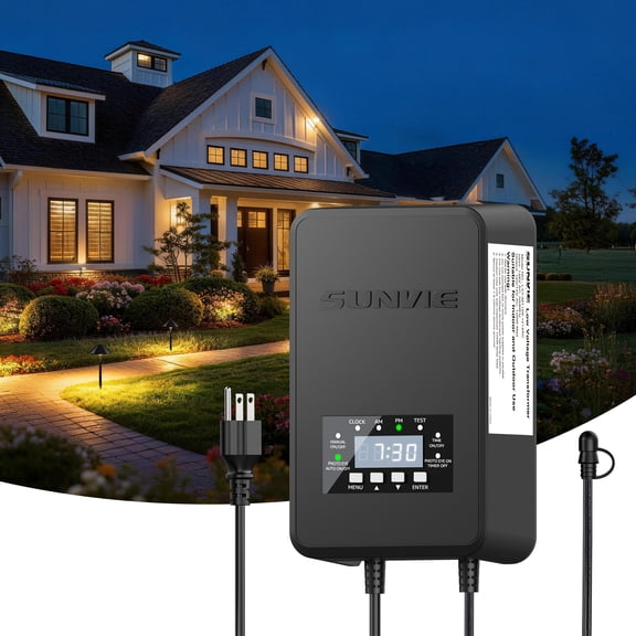 SUNVIE 120W Low Voltage Transformer for Outdoor Landscape Lighting with Timer and Photocell Sensor