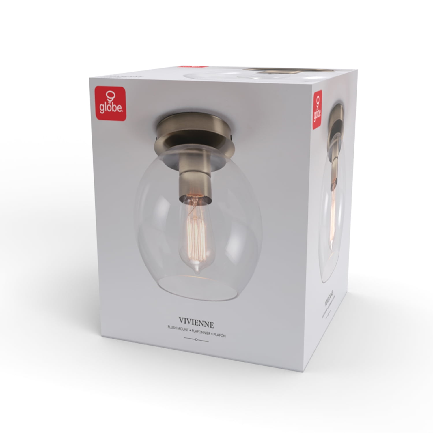 Globe Electric 1-Light Brass Indoor Flush Mount Ceiling Light Clear Glass Shade