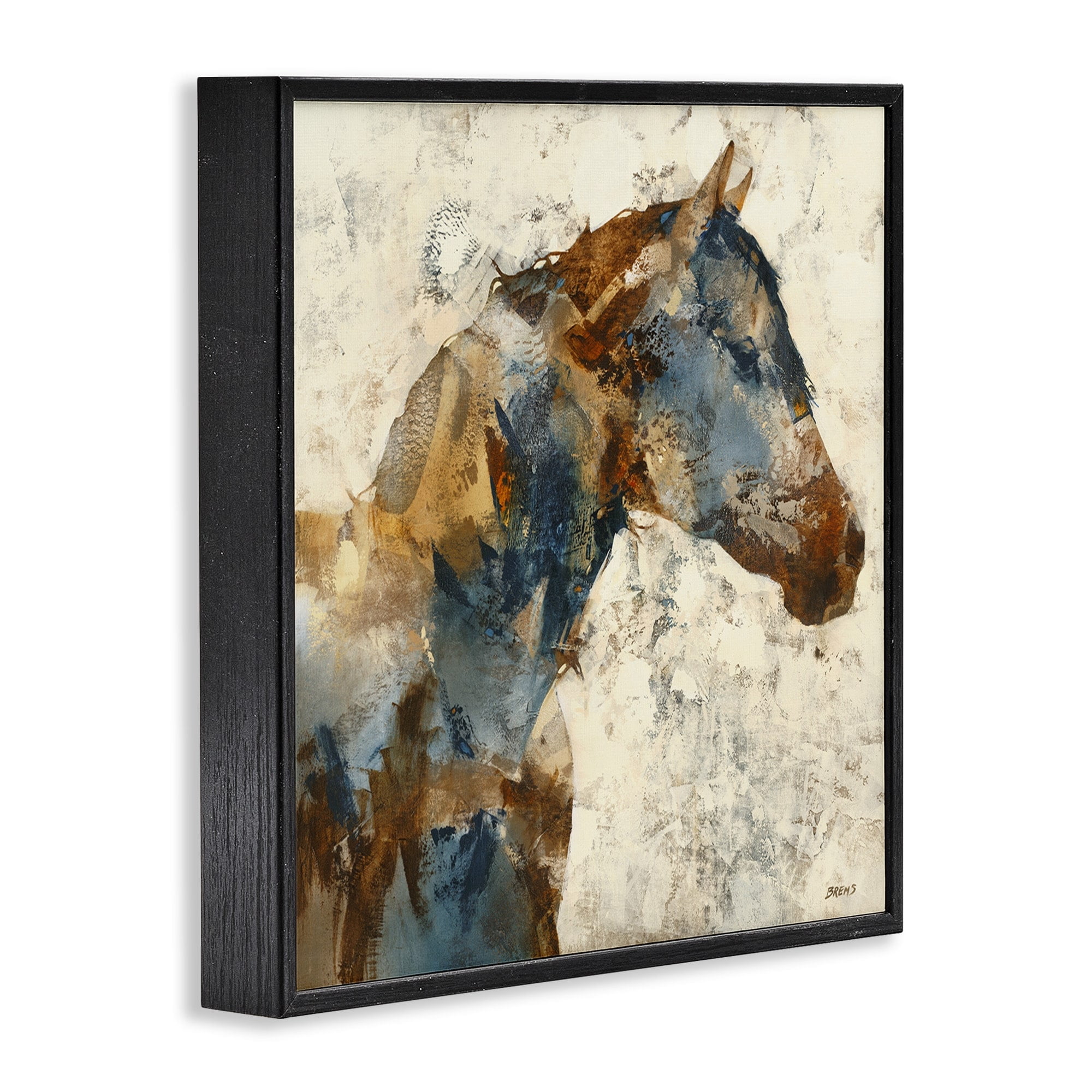 Stupell Industries Abstract Horse Layered Blocked Strokes Earth Tones Painting White Framed Art Print Wall Art, Design by Scott Brems