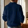 thumbnail image 4 of Resicozy Mens Quarter Zip Pullover Slim Fit Lightweight Solid Color Sweater Casual Mock Neck Sweater Dark Blue L, 4 of 6