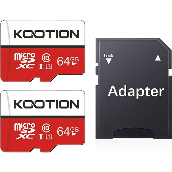 ERDS-64GB Micro SD Card 2 Pack Ultra Micro SDXC Memory U1 Card Class 10 Micro SD Cards 64GB High Speed TF Card R Flash, C10, U1, 64 GB (2 Pack)