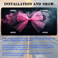 thumbnail image 3 of 1 Pcs 2D Flat License Plate Covers & Frames, Pink Bow with Smoke For Decorative Front, Waterproof For Decoration Aluminum License Plate Covers & Frames Cover For Men Women, 12" X 6", 3 of 7