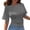 Grey, variant on TrendOFT Womens Crew Neck Half Sleeve Ruched Shirts Summer 2026 Casual Cinched Waist Crop Tops Beige L