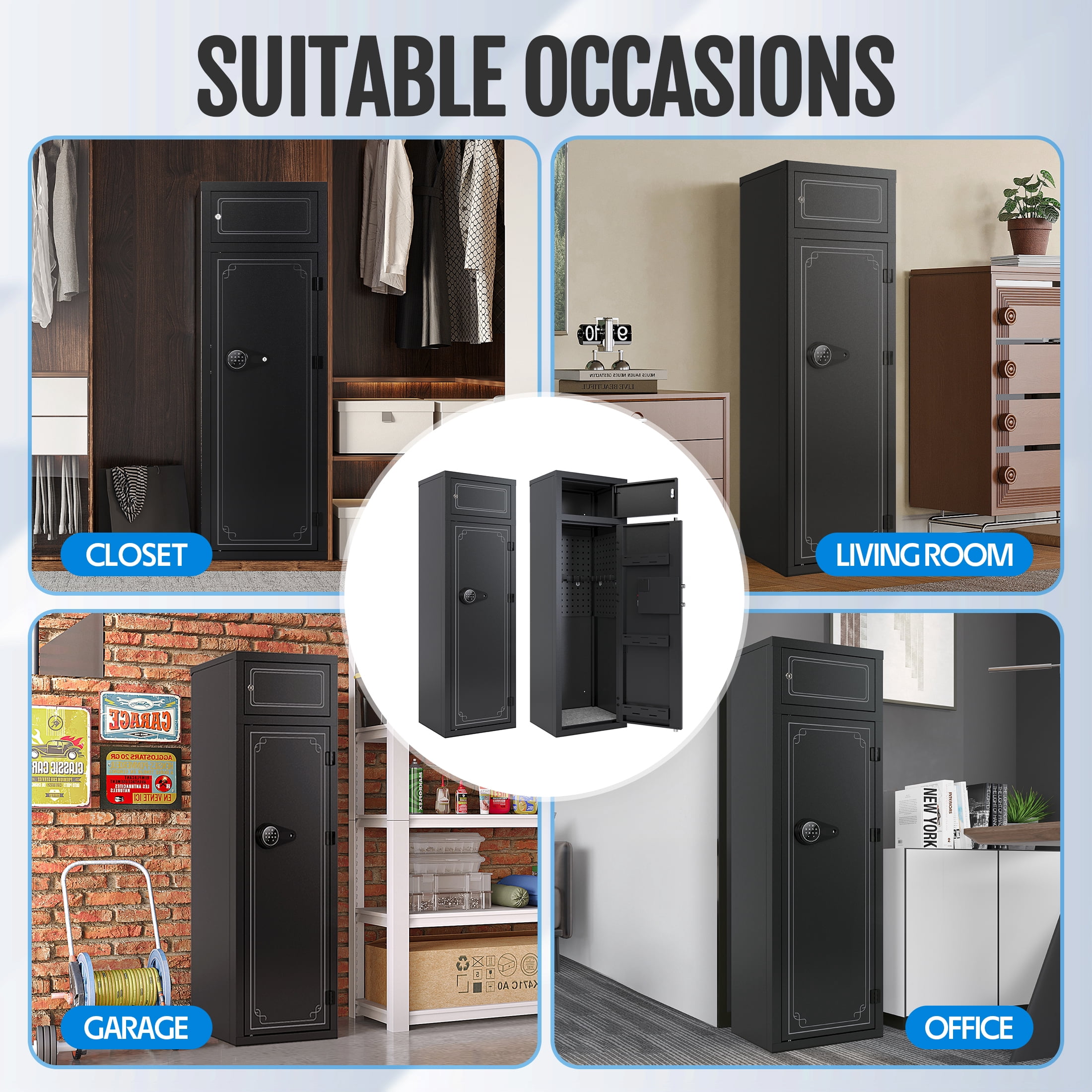 KAER 10-12 Gun Safe, Large Rifle Safe with Digital Keypad, Gun Cabinet for Rifle and Shotgun, Unassembled