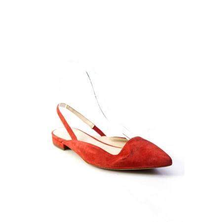 

Everlane Womens Suede Pointed Toe Slingback Elastic Heel Strap Flats Red 7
