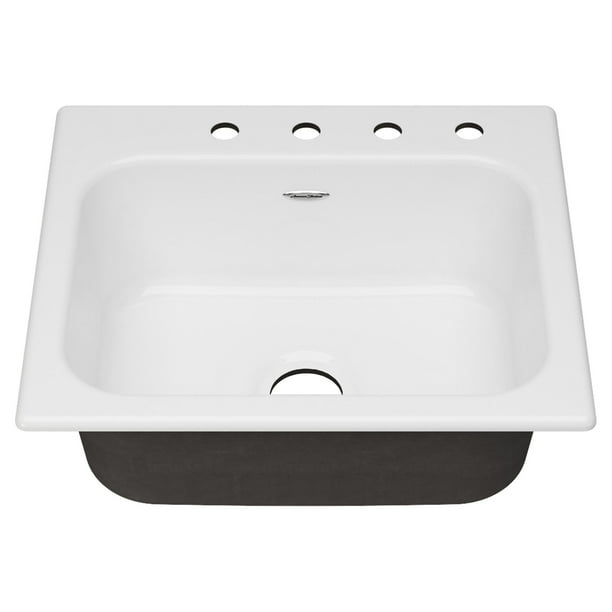 American Standard Quince Drop-in Cast Iron 25 in. 4-Hole Single Bowl Kitchen Sink in Brilliant White