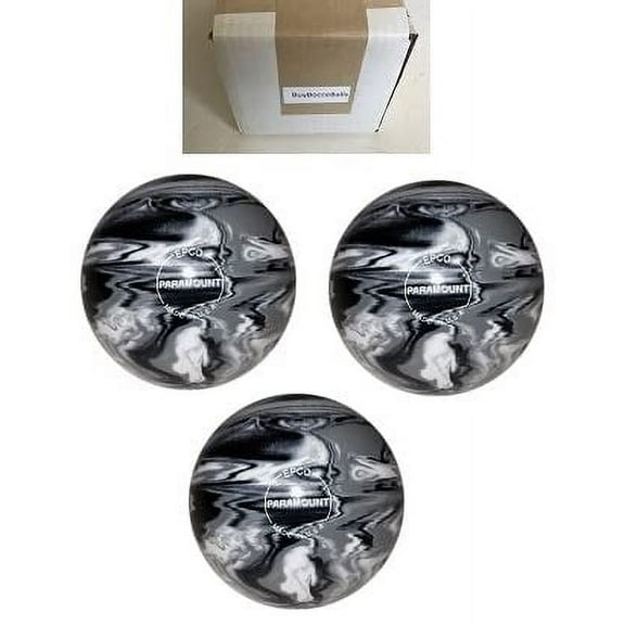 BuyBocceBalls New Listing - (4 7/8 inch- 3lbs. 12 oz.) Pack of 3 EPCO Duckpin Bowling Balls - Marbleized - Black, White & Grey