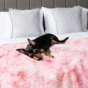 PAVILIA Pink Fluffy Throw Blanket for Couch, Twin Bed, Fuzzy Blanket for Women Men, Furry Plush Warm Blanket Bed Sofa, Super Soft Thick Faux Fur Sherpa Blanket Throw, Tie-Dye, 60x80