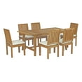 thumbnail image 2 of Modway Marina 7 Piece Outdoor Patio Teak Dining Set in Natural White, 2 of 7