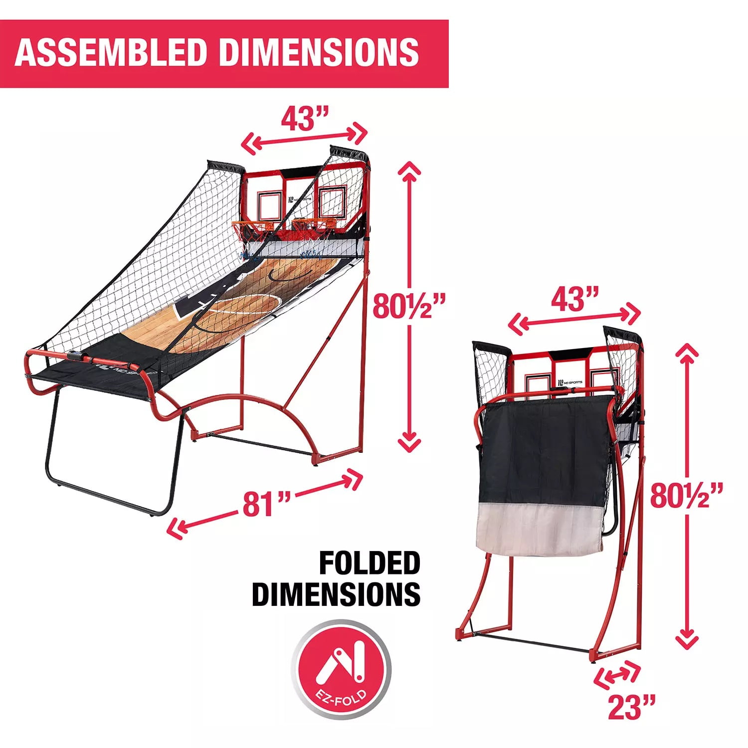 MD Sports EZ-FOLD 2-Player Basketball Game