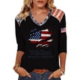 thumbnail image 2 of Trgacdwlo S-5XL 250 Anniversary USA Shirt America Flag V Neck 3/4 Sleeve Patriotic Shirts Memorial Day 1776-2026 4th of July Outfits for Women, 2 of 5