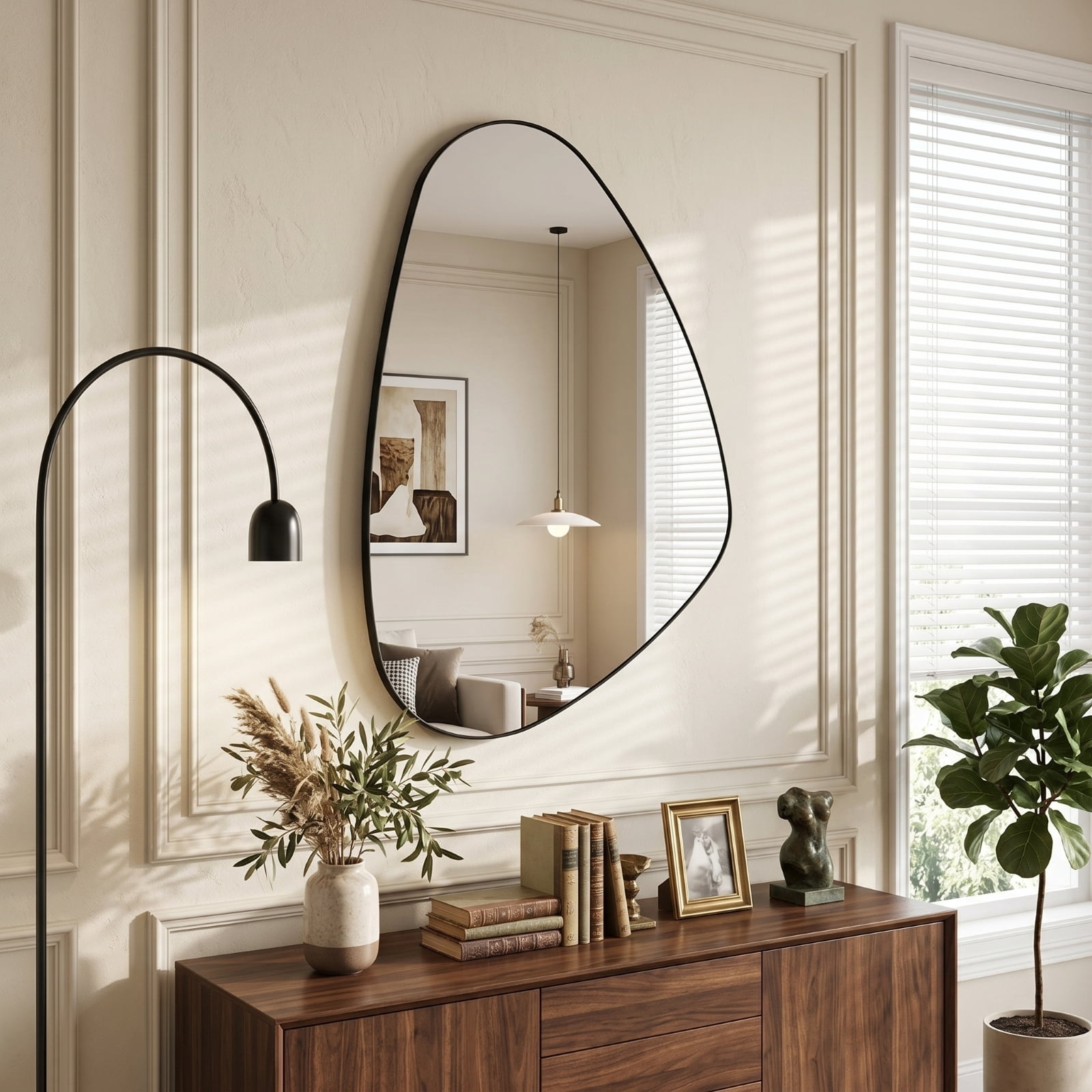 Easy4Home 20"x30" Irregular Bathroom Vanity Wall Mirror,Black