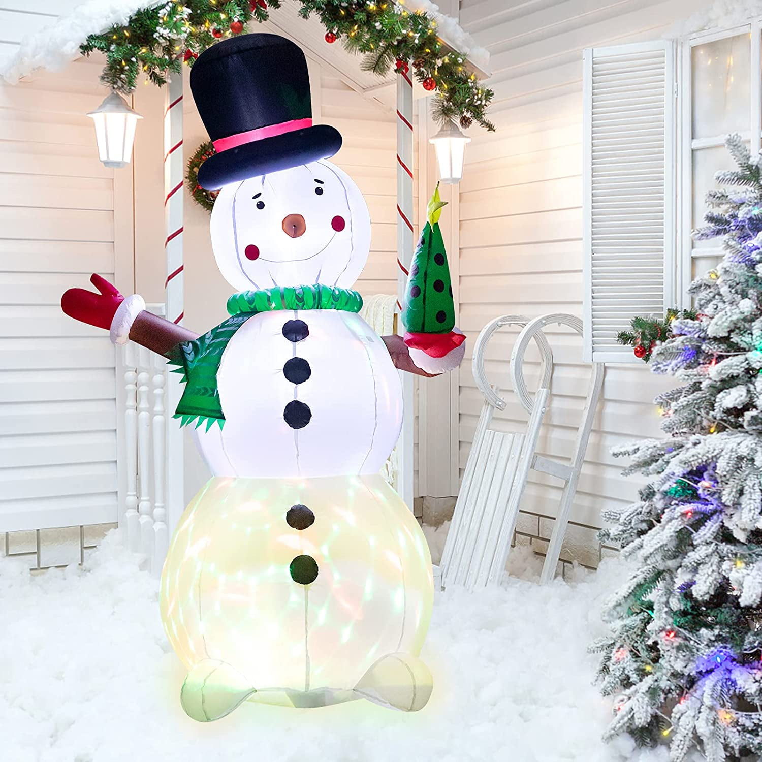 SKYSONIC 6.23 FT Christmas Decorations Inflatable Snowman, Cute 