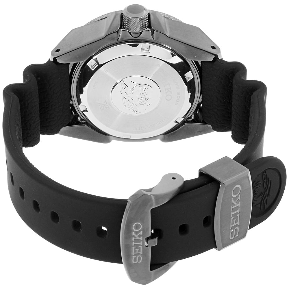 Seiko Men's Prospex Black Ion Automatic Dive Watch with Black Silicone  Strap 200 m SRPB55 
