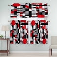 thumbnail image 5 of Abstract Seamless Stitching Curtain Valances Set Red Black Striped Design Kitchen Curtains 36&nbsp;inch Length Rod Pocket Valance and Tiers 3 Piece Set Small Bedroom Bathroom Laundry Decor, 5 of 9
