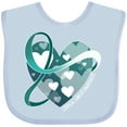 thumbnail image 3 of Inktastic Cervical Cancer Awareness Teal and White Ribbon Around Heart Boys or Girls Baby Bib, 3 of 4