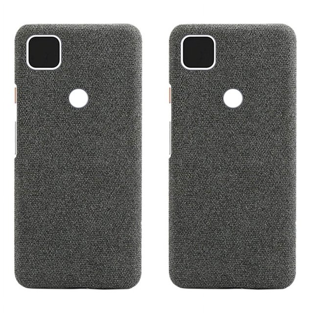 2 fundas de cuero con patrón de tela para teléfono, anticaídas, compatibles con Pixel 4A (gris)