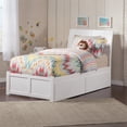 thumbnail image 2 of Portland Twin Wood Platform Bed with Footboard and Storage Drawers in White, 2 of 8