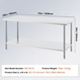 thumbnail image 6 of KFFKFF Metal Prep Table, Dimensions: 30x72x34 Inches, Supports up to 920 lbs, Durable Stainless Steel Construction, Features 3 Height Adjustment Options, Ideal for Kitchens, Garages and Restaurants, 6 of 8
