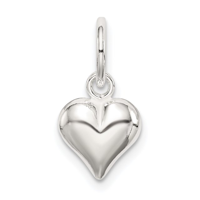 925 Sterling Silver Heart Necklace Charm Pendant Love Puffed