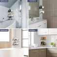 thumbnail image 2 of Estante de ducha de esquina para baño, estante flotante de fuerte adherencia, sin perforaciones, resistente al agua, organizador de ducha montado en la pared, color negro, diseño elegante y de gran, 2 of 5