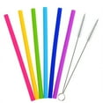thumbnail image 4 of 8 Pcs Straight Silicone Drinking Straws Kit 10 Inch Long Flexible Reusable Replacement Straws with 2 Cleaning Brush, 4 of 4