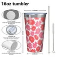 thumbnail image 4 of 16oz Tumblers Pioneer Flower Floral Print Pattern Stainless Steel Vacuum Insulated Double Wall Travel Tumbler Cups Mug with Lid and Straw,Cleaning Brush for Coffee,Tea, 4 of 4
