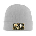 thumbnail image 2 of ZICANCN Cows Flowers Black Background Knit Beanie Hat, Winter Cap Soft Warm Classic Hats for Men Women, Gray, 2 of 8