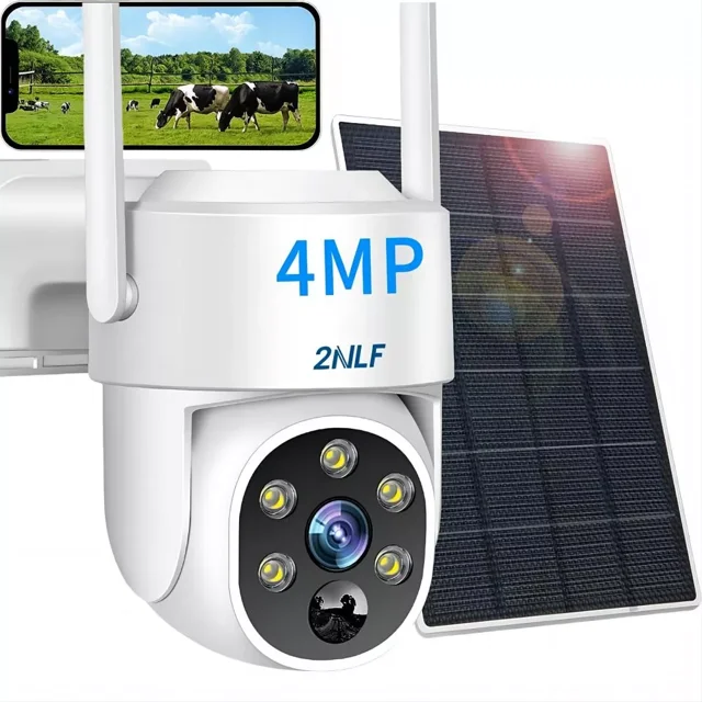 2nlf D2003 Solar Cámara de Seguridad 4mp Hd Wifi Color Blanco