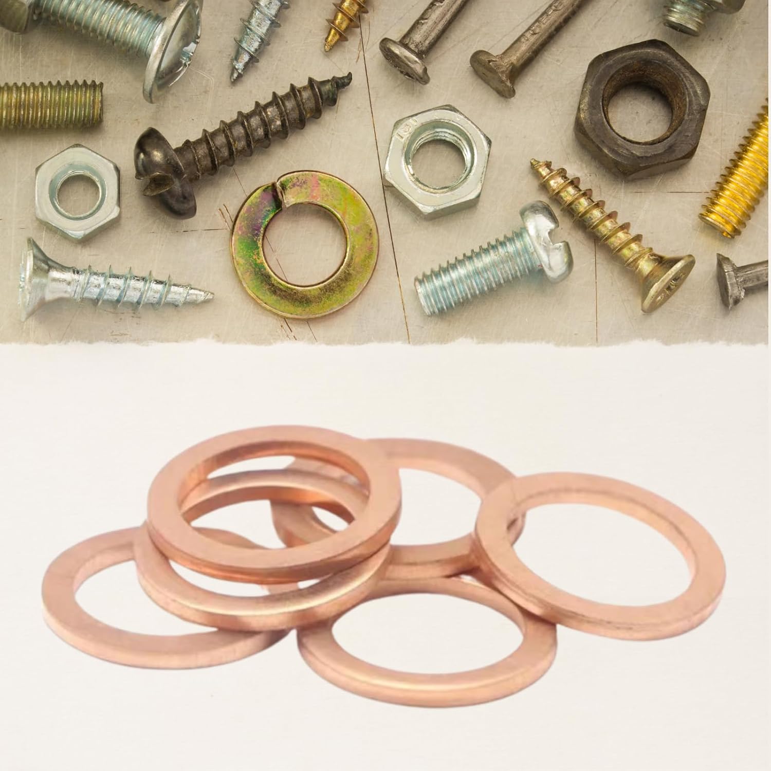Yoqb 60 Pack 22x30x1mm Copper Crush Washer Flat Ring Seal Gasket Fastener Fitting M22 A109