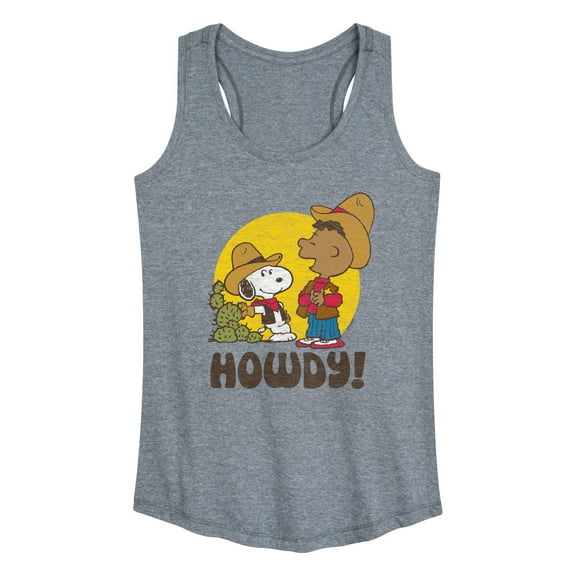 Peanuts - Franklin And Snoopy Howdy - Women's Racerback Tank Top