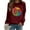 Wine, variant on kayannuo Fall Clothes For Women Women's Casual Loose Round Neck Long Sleeve Sunflower Print Top Blouse T-shirt Wine
