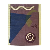 EORC FAM038PL6X8 6 x 8 ft. Modern Flat Contemporary Hand Weave Wool Low Pile Area Rug, Purple