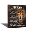 thumbnail image 1 of Lion Of Judah Wall Art Jesus Quotes God Bible Christian Religious Wall Decor Rustic Lion Cross Picture Canvas Prints Modern Home Framed Artwork for Church Living Room Bedroom 12"x16", 1 of 6