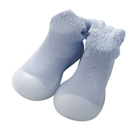 

Yinguo Toddler Kids Baby Boys Girls Socks Shoes First Walkers Solid Breathable Stocking Soft Sole Antislip Shoes Prewalker Blue 24