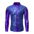 thumbnail image 5 of INSPIRE CHIC Men's Shiny Sequins Shirt Long Sleeves Slim Fit Disco Party Shirt, 5 of 6