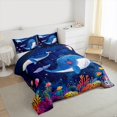 thumbnail image 4 of Manfei Kawaii Whale Animal Queen Comforter Set, Dreamy Stars Galaxy Bedding Sets, Teens Kids Girls Boys Reversible Bedding Comforter Set, Microfiber Bedroom Decor, 3-Piece, 4 of 9